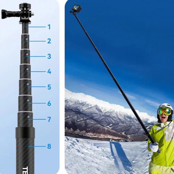 Telesin New Design 3m Carbon Fiber Selfie Stick V3